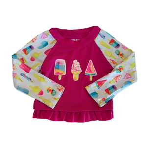 10/20$ Monkey Bars toddler pink long sleeve ice cream print rashguard size 24M